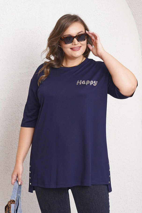 HAPPY TAŞ BASKILI MODAL TİŞÖRT