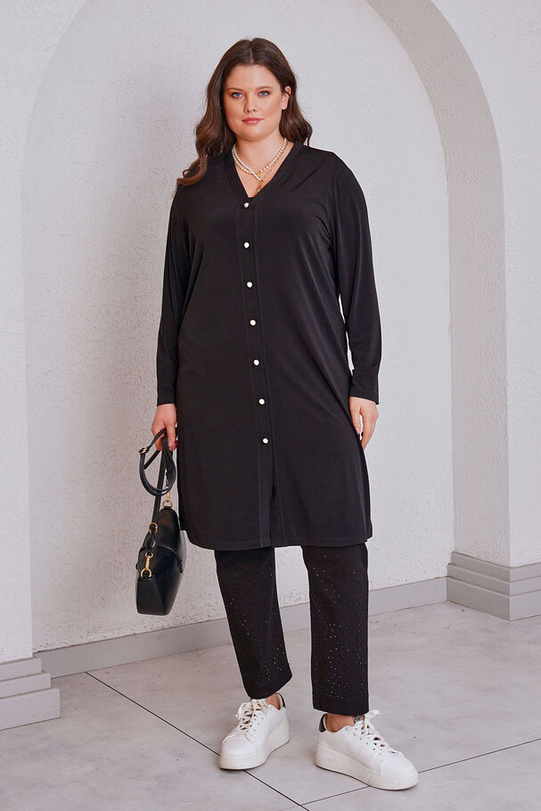 İNCİ DÜĞME DETAYLI BASIC HIRKA