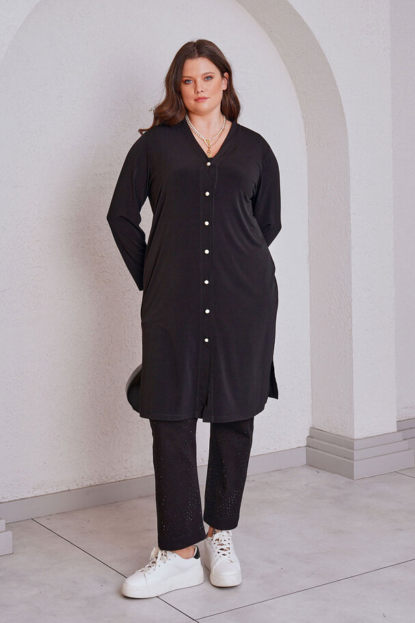 İNCİ DÜĞME DETAYLI BASIC HIRKA