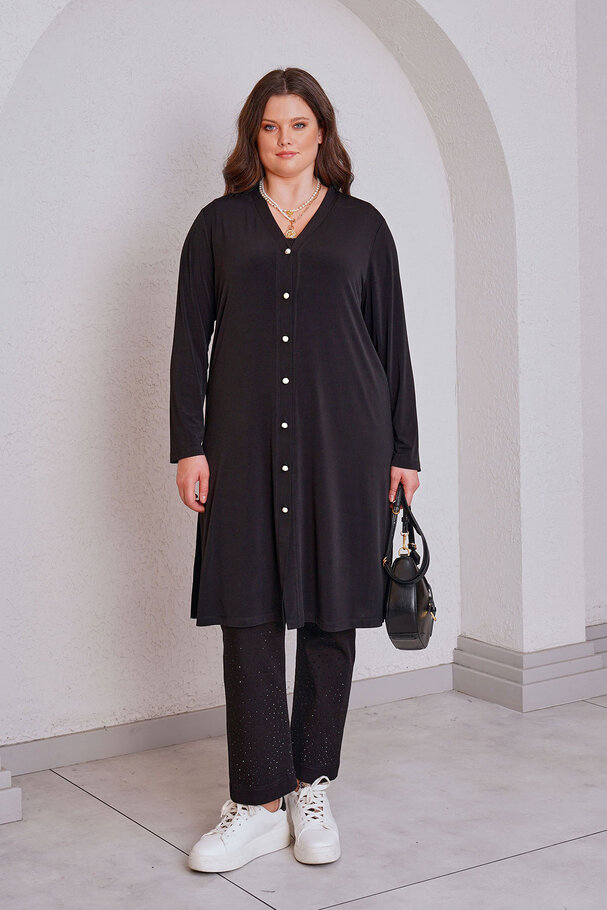 İNCİ DÜĞME DETAYLI BASIC HIRKA