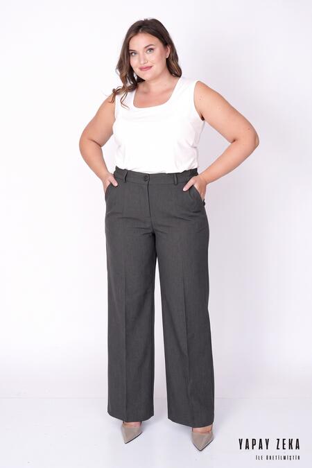 54741 - KALIN KUMAŞTAN GENİŞ PAÇA PANTOLON