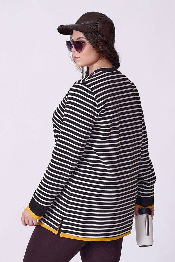 KONTRAST ÇİZGİLİ SWEATSHIRT