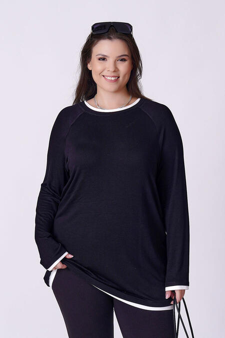 54357 - KONTRAST RENKLİ İNCE TRİKO BLUZ