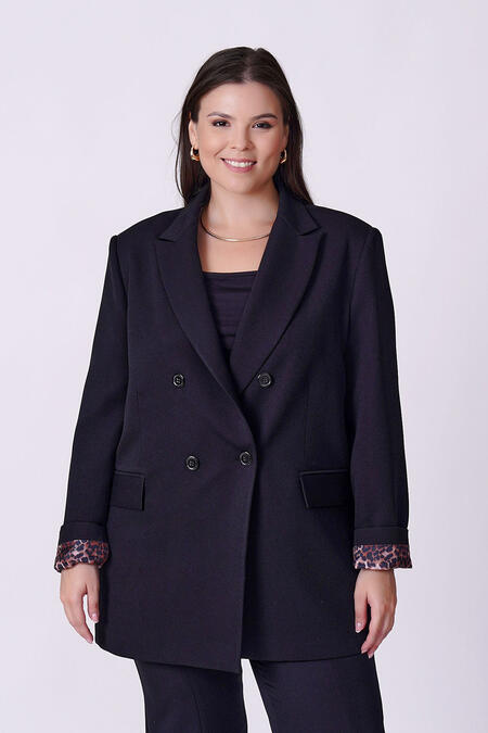 54454 - LEOPAR ASTARLI BLAZER CEKET