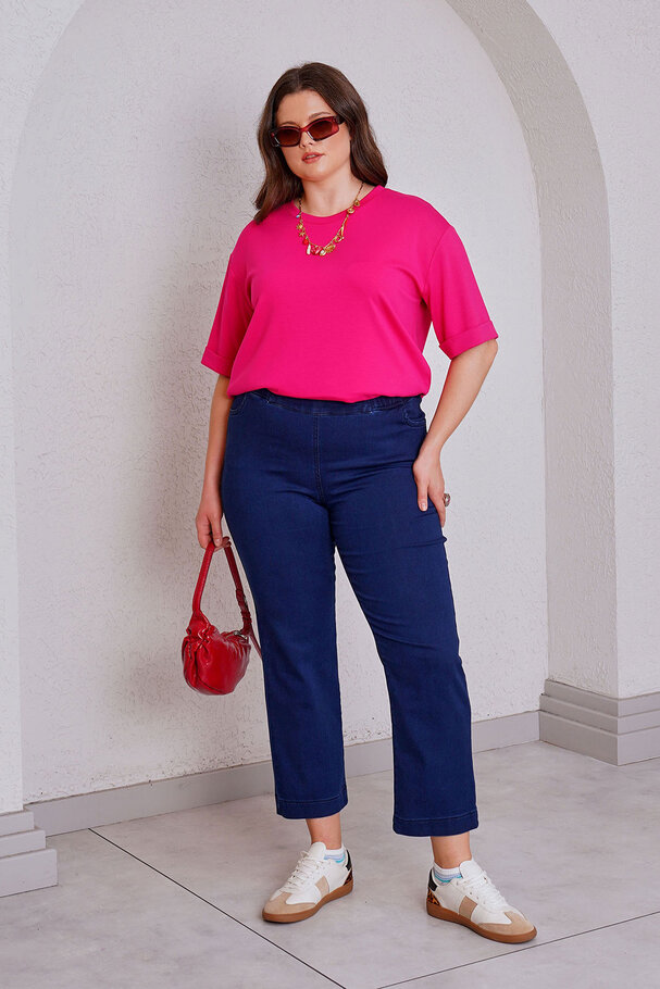 LİKRALI BELİ LASTİKLİ MOM JEAN 