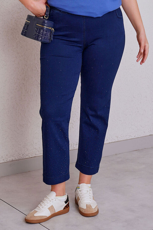 LİKRALI BELİ LASTİKLİ TAŞ BASKILI MOM JEAN +54