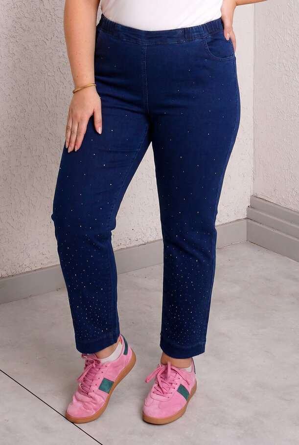 LİKRALI BELİ LASTİKLİ TAŞ BASKILI MOM JEAN