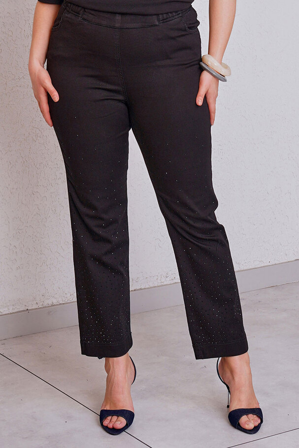 LİKRALI BELİ LASTİKLİ TAŞ BASKILI MOM JEAN