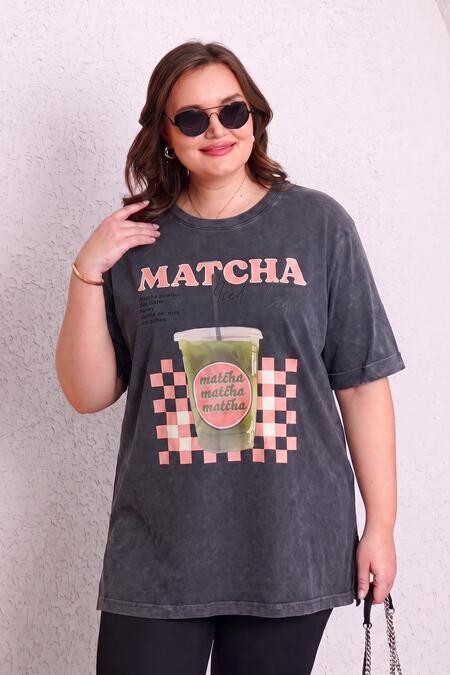  - MATCHA BASKILI YIKAMALI PAMUK TİŞÖRT (1)