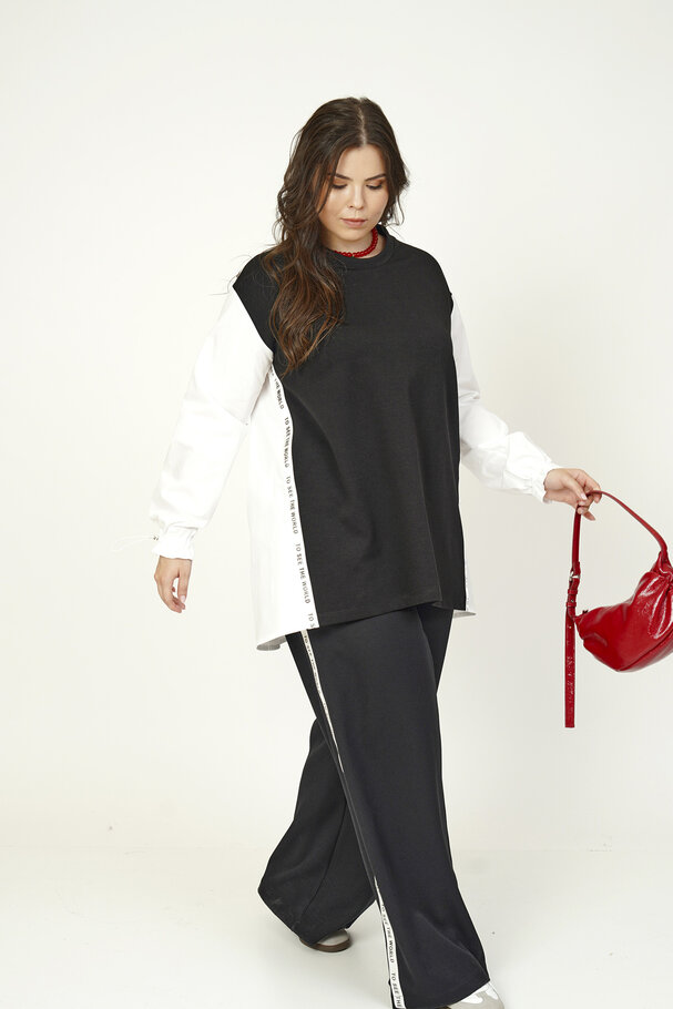 MIXLI ŞERİTLİ BLUZ