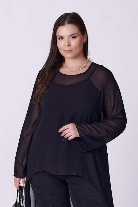 Büyük Moda - ŞİFON PELERİN BLUZ (1)