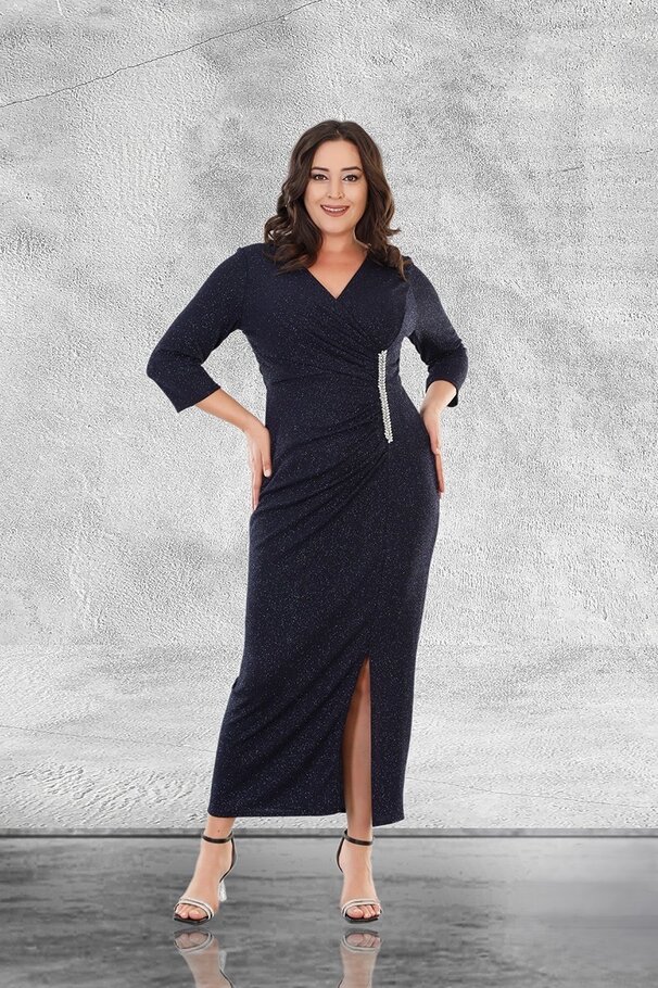 TAŞ AKSESUARLI UZUN ABİYE ELBİSE