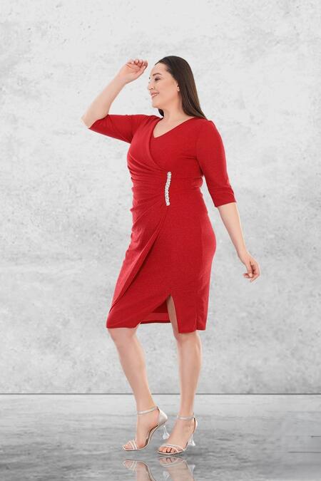 Büyük Moda - TAŞ DETAYLI KRUVAZE YAKA ABİYE ELBİSE (1)