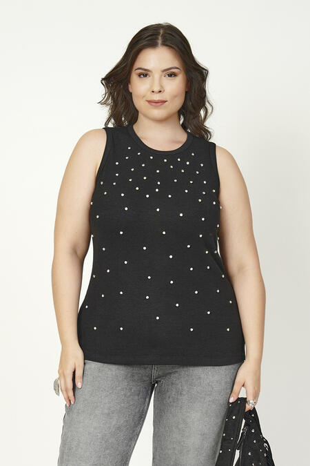 Büyük Moda - TAŞLI KOLSUZ BODY