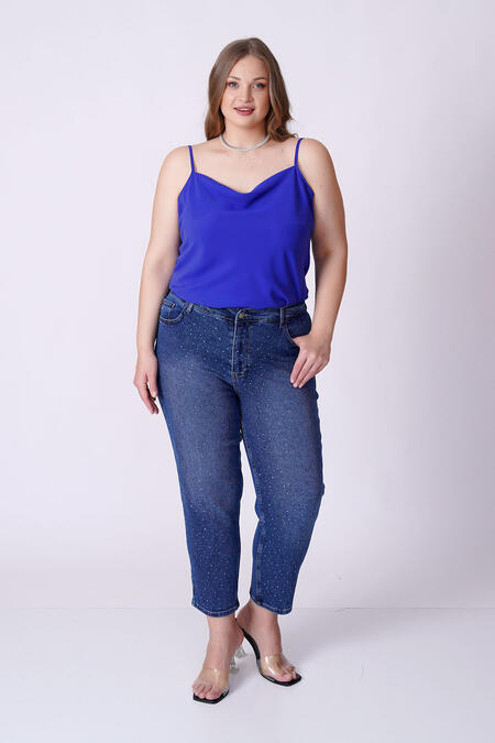 54667 - TAŞLI YÜKSEK BEL MOM FIT JEAN