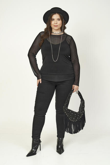 Büyük Moda - TÜL DETAYLI BLUZ (1)