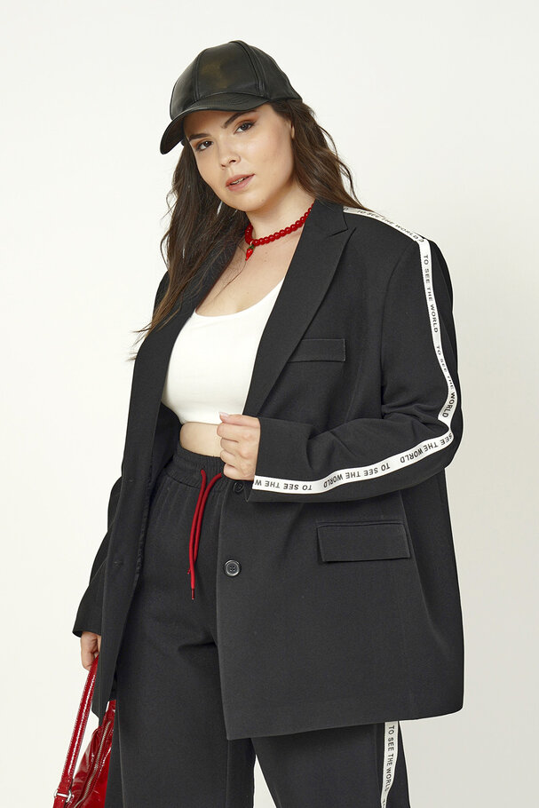 YANI ŞERİT DETAYLI BLAZER CEKET