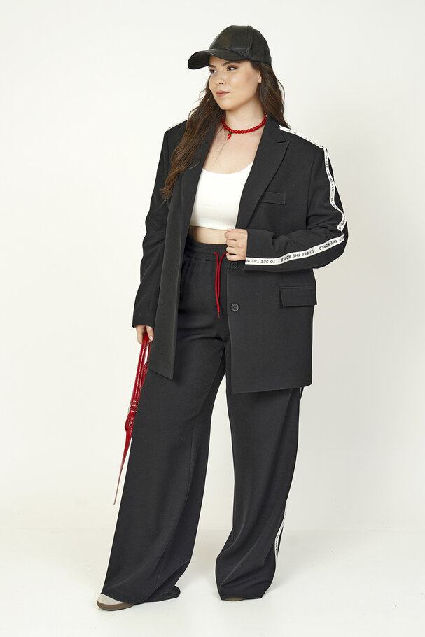 YANI ŞERİT DETAYLI BLAZER CEKET