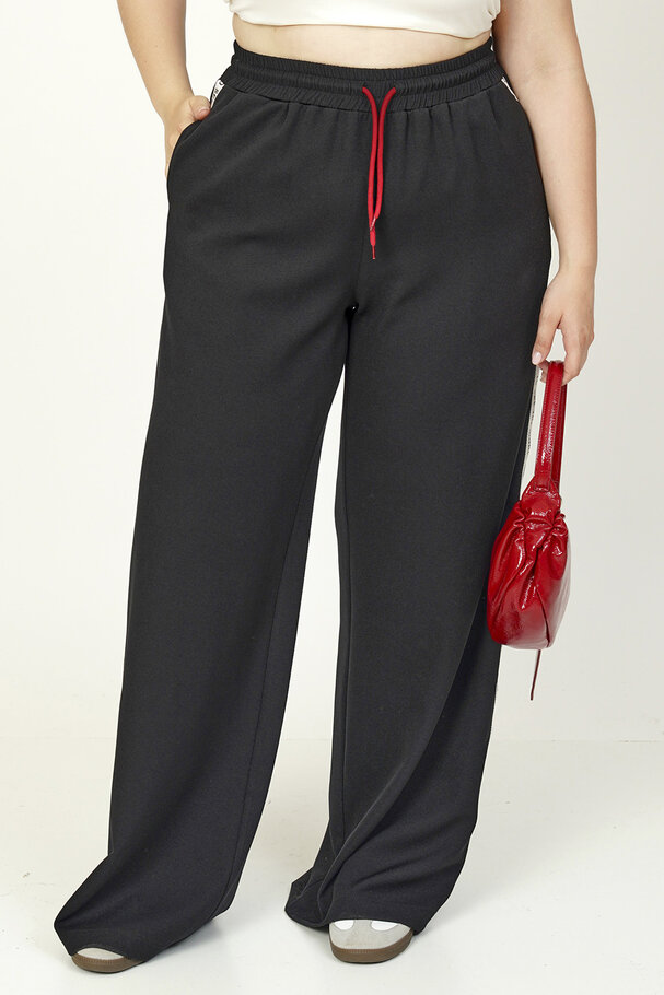 YANI ŞERİTLİ GENİŞ PAÇA PANTOLON