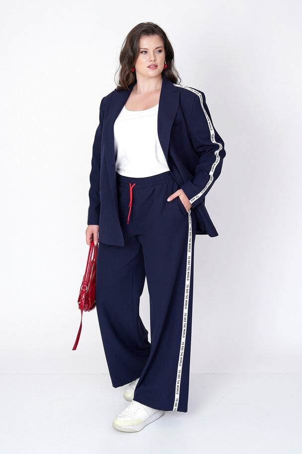 YANI ŞERİTLİ GENİŞ PAÇA PANTOLON