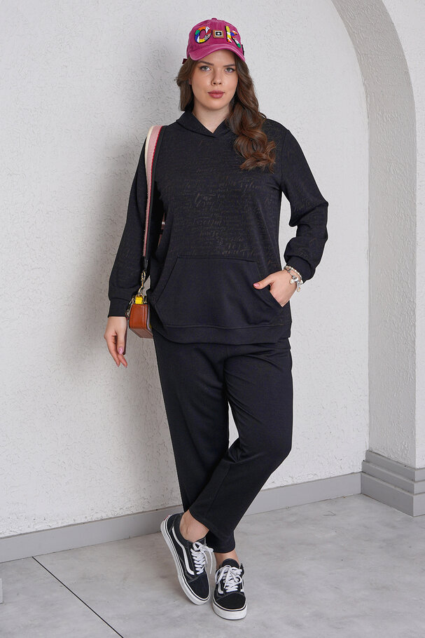 YAZI DETAYLI MODAL EŞOFMAN TAKIMI