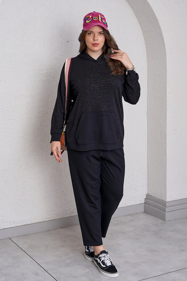 YAZI DETAYLI MODAL EŞOFMAN TAKIMI