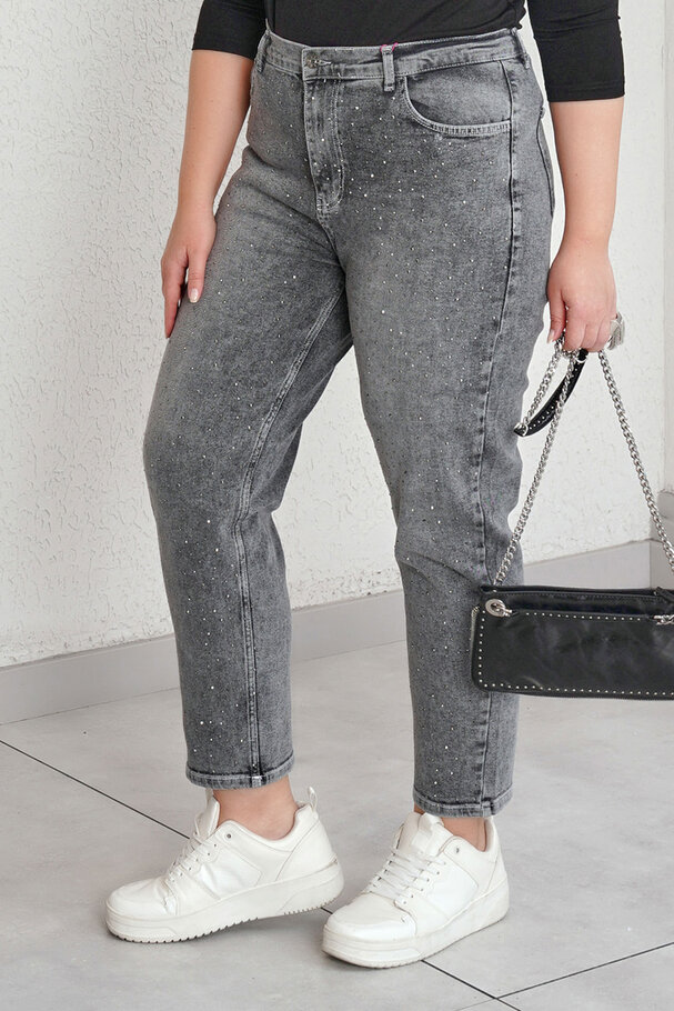 YÜKSEK BEL TAŞLI MOM JEAN