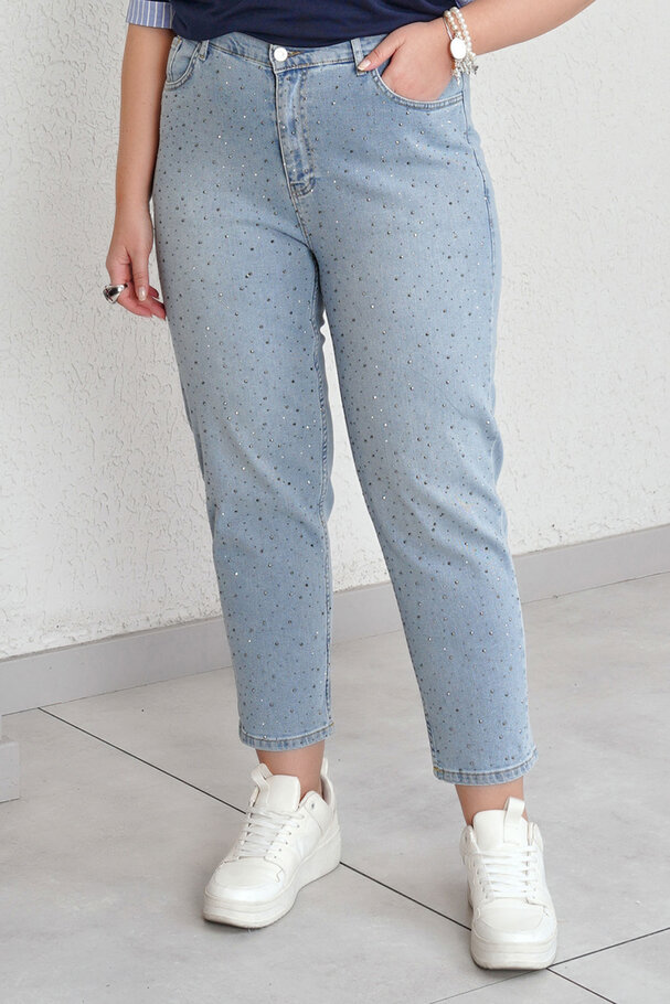 YÜKSEK BEL TAŞLI MOM JEAN