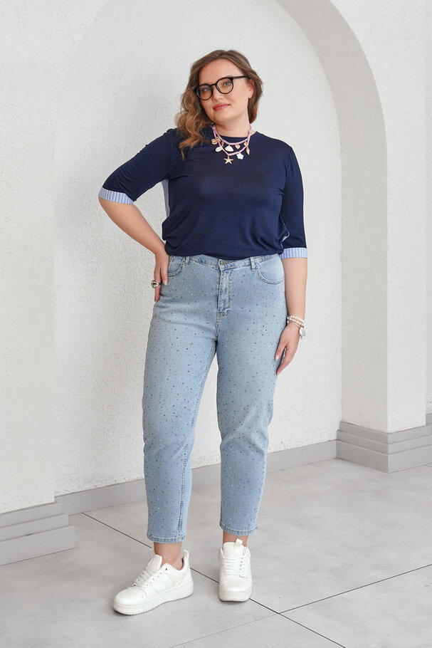 YÜKSEK BEL TAŞLI MOM JEAN