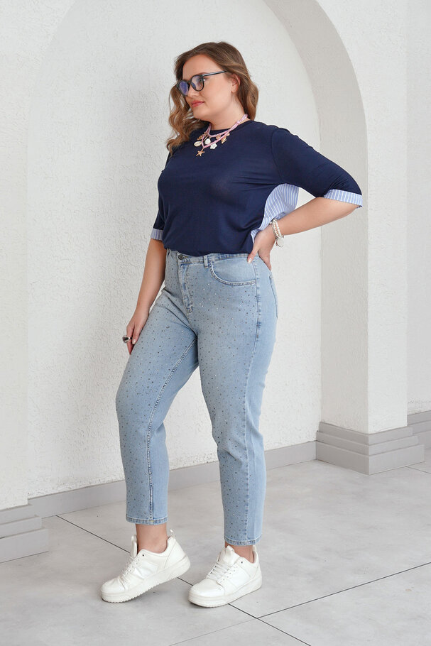 YÜKSEK BEL TAŞLI MOM JEAN