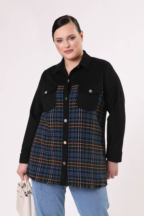 CHECKED OVERSHIRT WITH SUEDE MIX