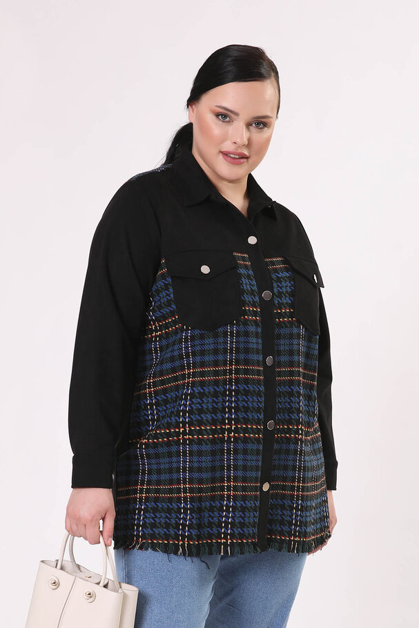 CHECKED OVERSHIRT WITH SUEDE MIX