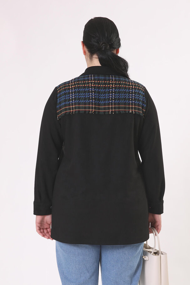 CHECKED OVERSHIRT WITH SUEDE MIX