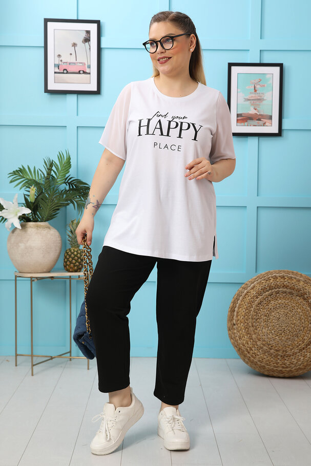 CHIFFON MIXED COTTON T-SHIRT