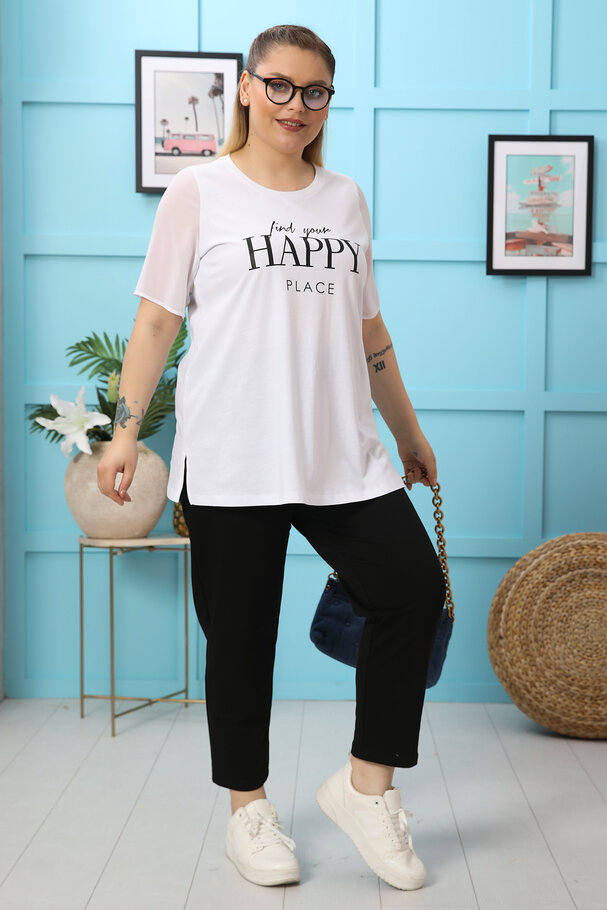 CHIFFON MIXED COTTON T-SHIRT