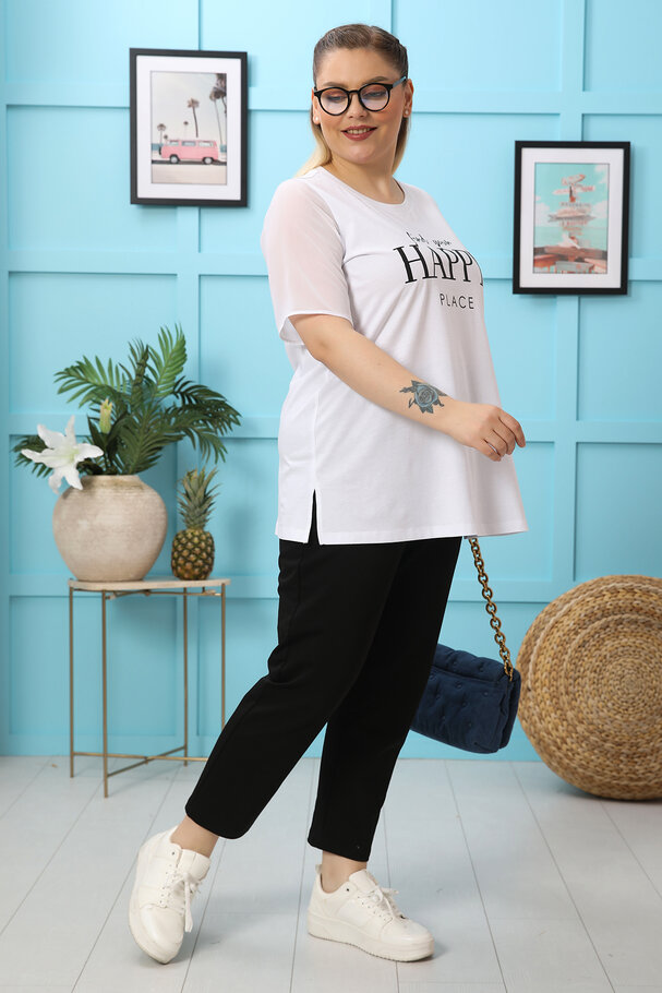 CHIFFON MIXED COTTON T-SHIRT