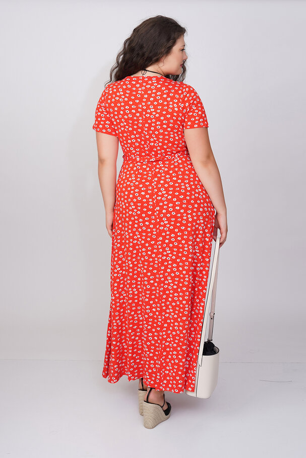 ÇİÇEK DESENLİ KRUVAZE YAKA WRAP ELBİSE