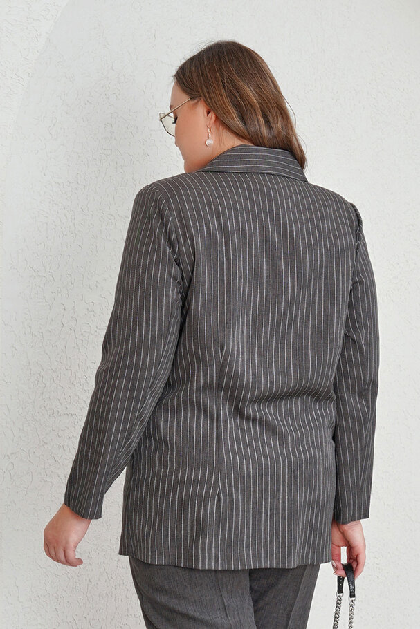 ÇİZGİLİ BLAZER CEKET - PANTOLON TAKIM +54