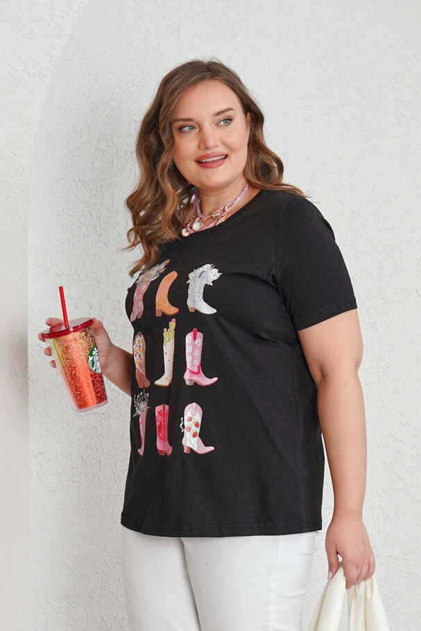 ÇİZME BASKILI PAMUK TİŞÖRT