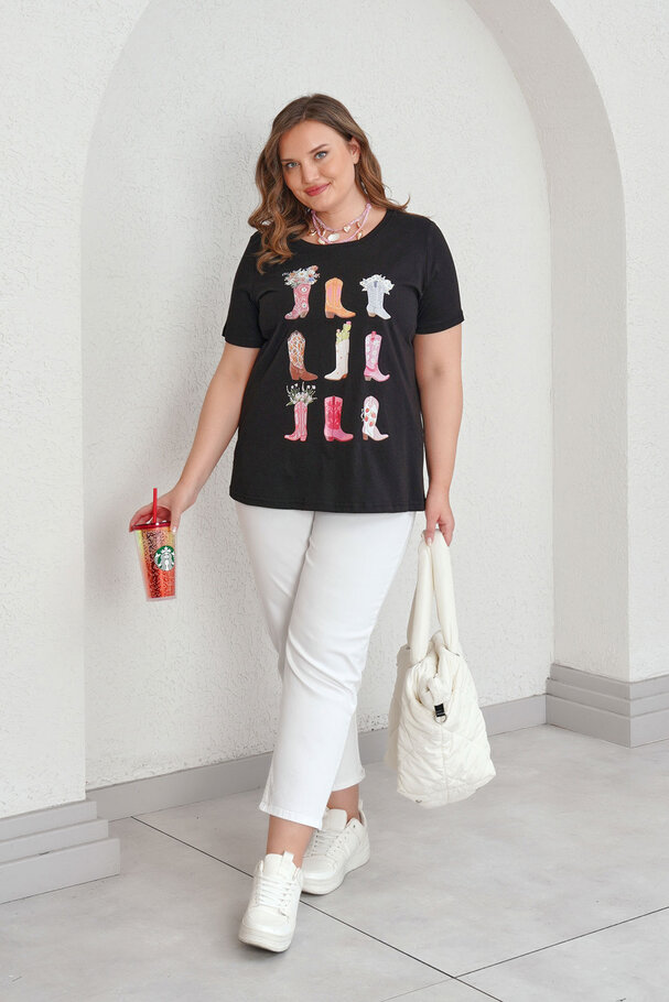 ÇİZME BASKILI PAMUK TİŞÖRT