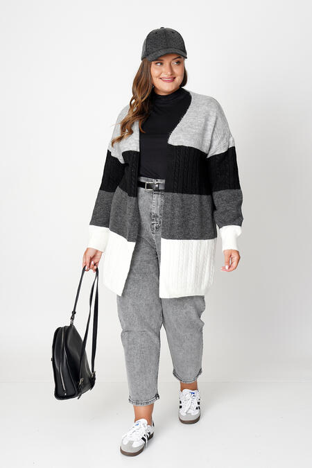 Büyük Moda - COLOR BLOCK KNIT CARDIGAN (1) Büyük Moda - COLOR BLOCK KNIT CARDIGAN (1)
