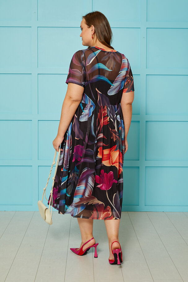 COLORFUL PRINTED TULLE DRESS