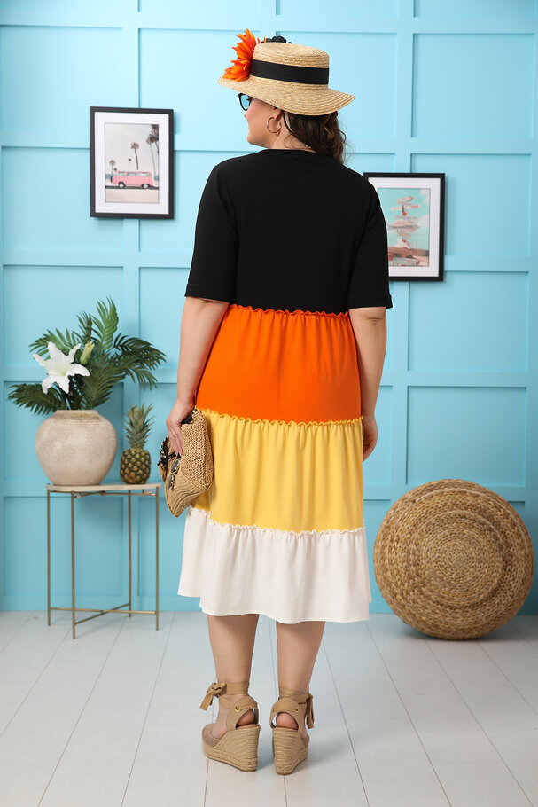 COLOURFUL PANELLED COTTON DRESS