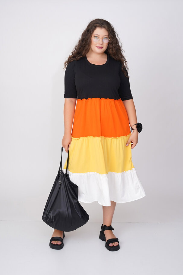 COLOURFUL PANELLED COTTON DRESS