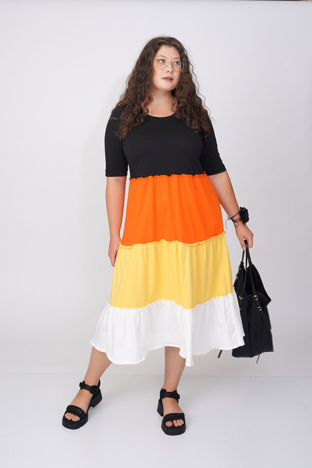 COLOURFUL PANELLED COTTON DRESS