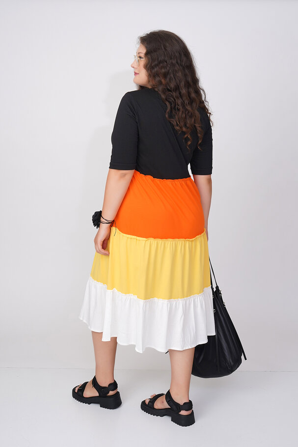 COLOURFUL PANELLED COTTON DRESS