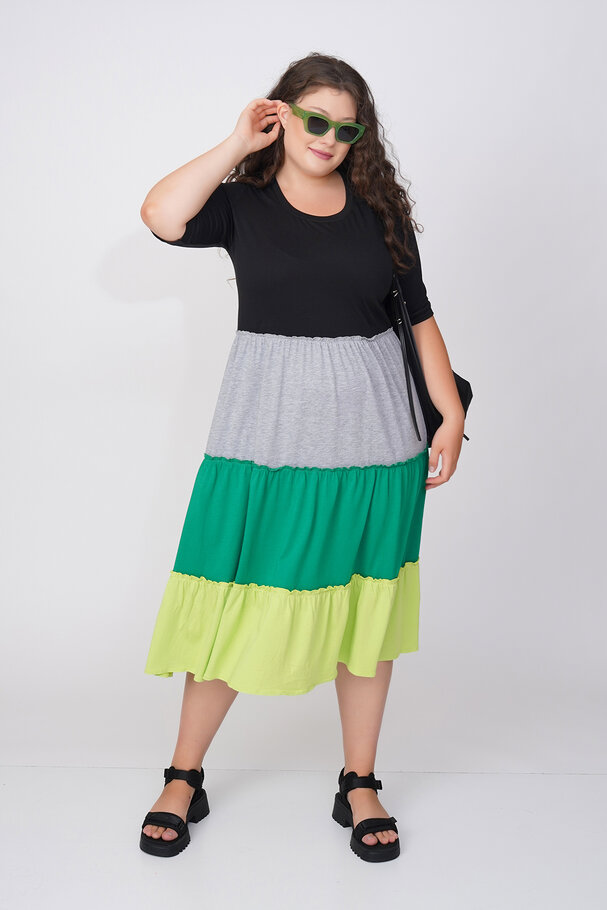COLOURFUL PANELLED COTTON DRESS