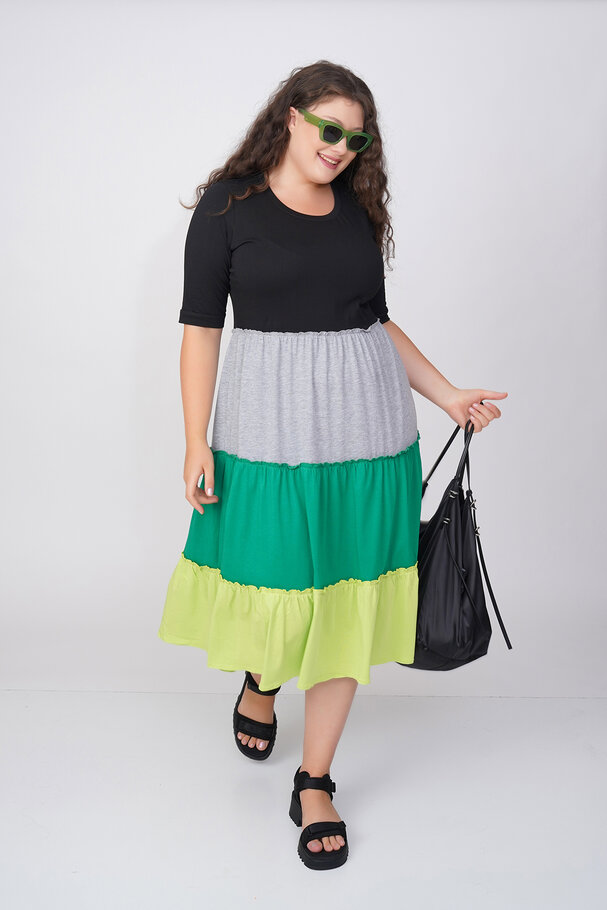 COLOURFUL PANELLED COTTON DRESS
