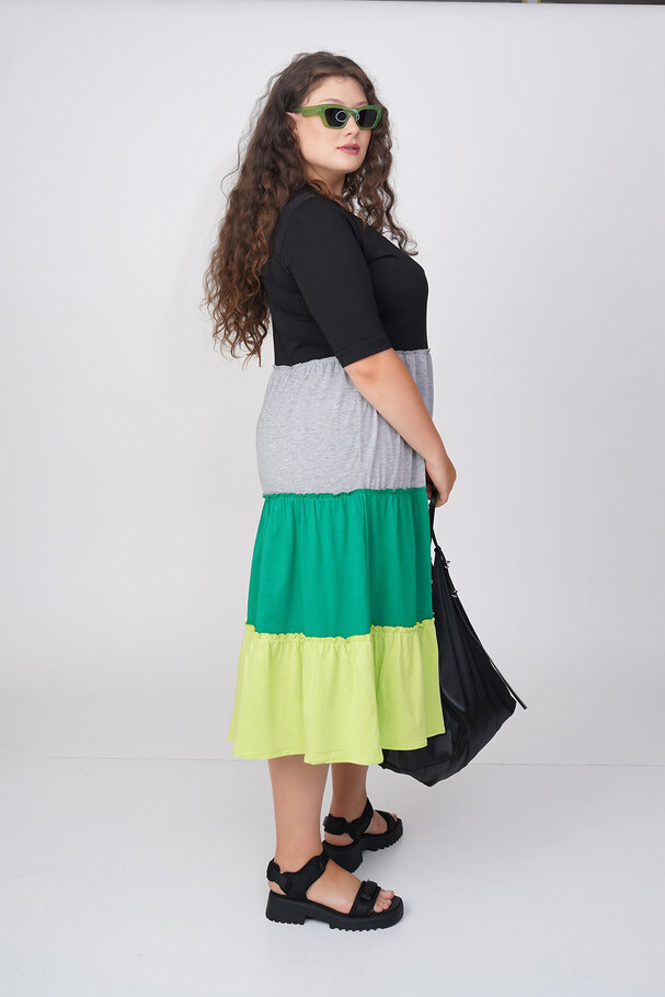 COLOURFUL PANELLED COTTON DRESS