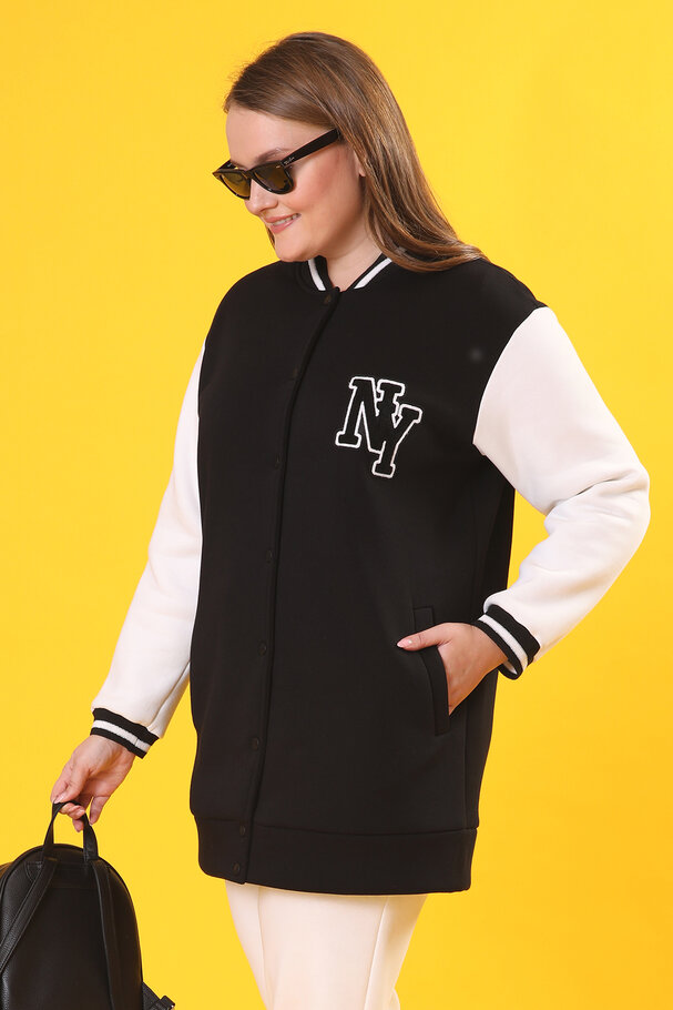 CONTRAST BOMBER JACKET WITH PATCH